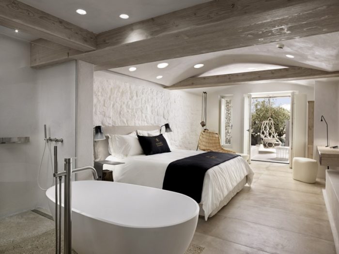 Boutique hotel Mykonos Kensho: interiors and bathrooms
