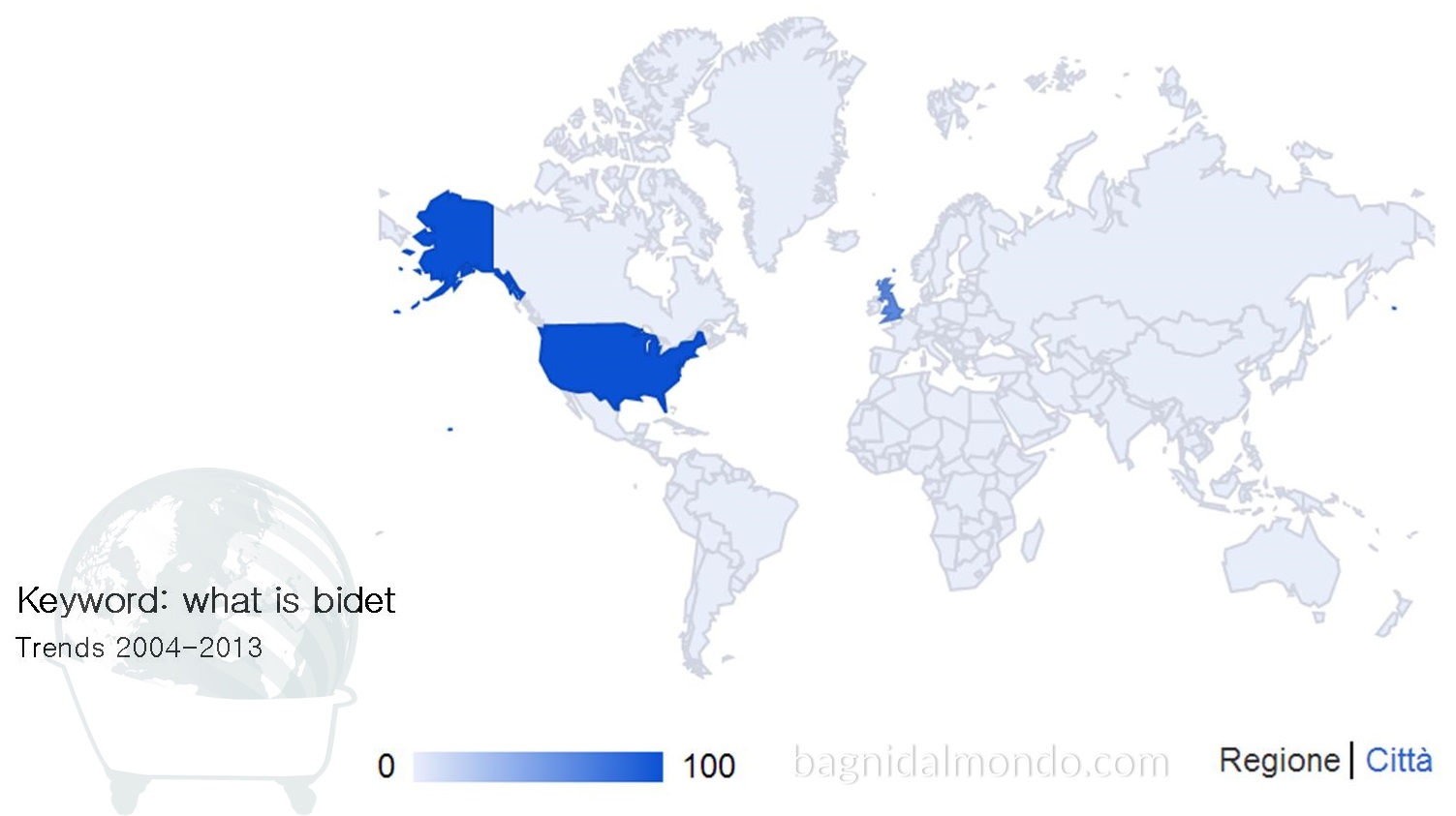 Diffusione del bidet nel mondo - probabile mappa